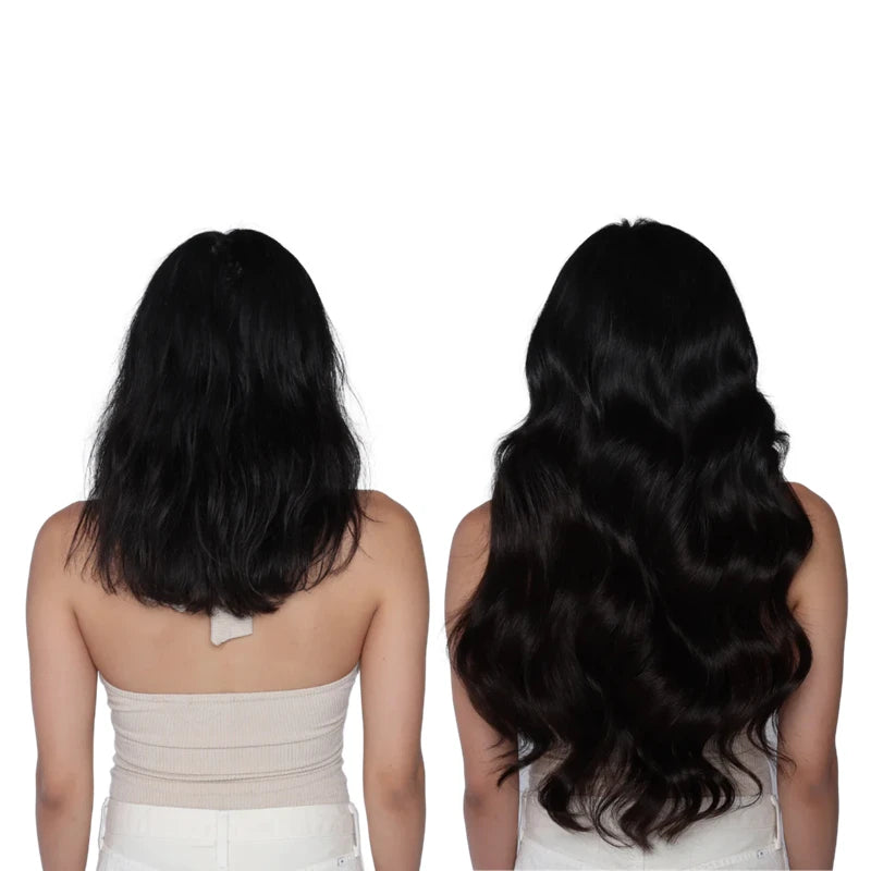 Clips de cabello pelo humano liso en extension 100% natural, cabello virgen negro natural. 22 broches