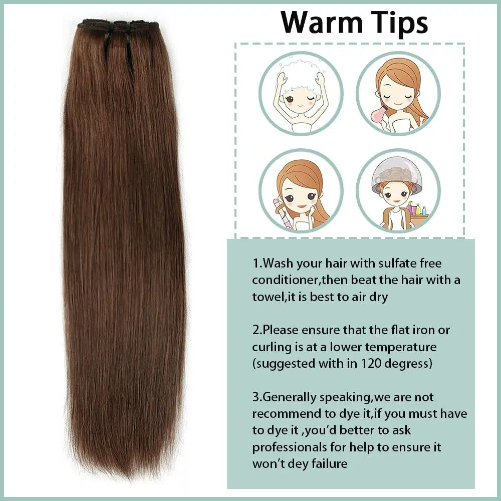 Clips de cabello pelo humano liso en extension 100% natural, cabello virgen negro natural. 22 broches
