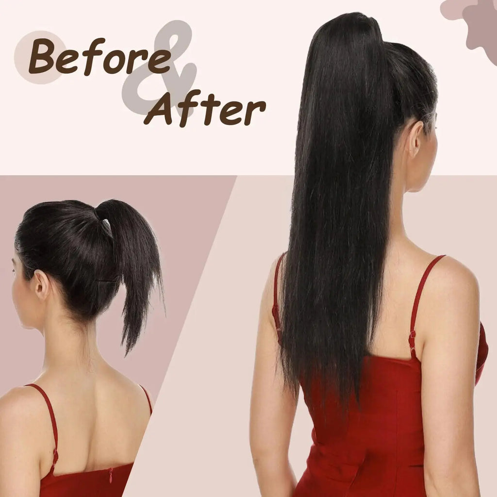 Extension de coleta con clip, cabello humano 70g negro natural 100%