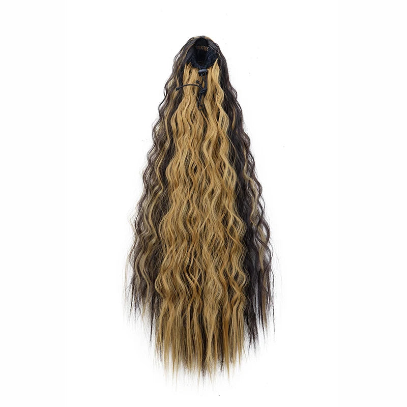 Extension de cabello para coleta, rizado, sintético de 22 pulgadas, cordón, clips envuelto en el cabello.