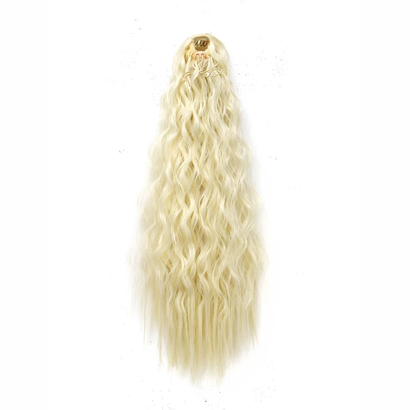 Extension de cabello para coleta, rizado, sintético de 22 pulgadas, cordón, clips envuelto en el cabello.
