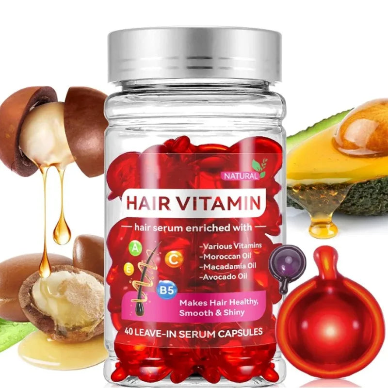 Aceite de vitamina argam, esencia para el cuidado de cabello, tratamiento para mejorar el cabello, 40 capsulas