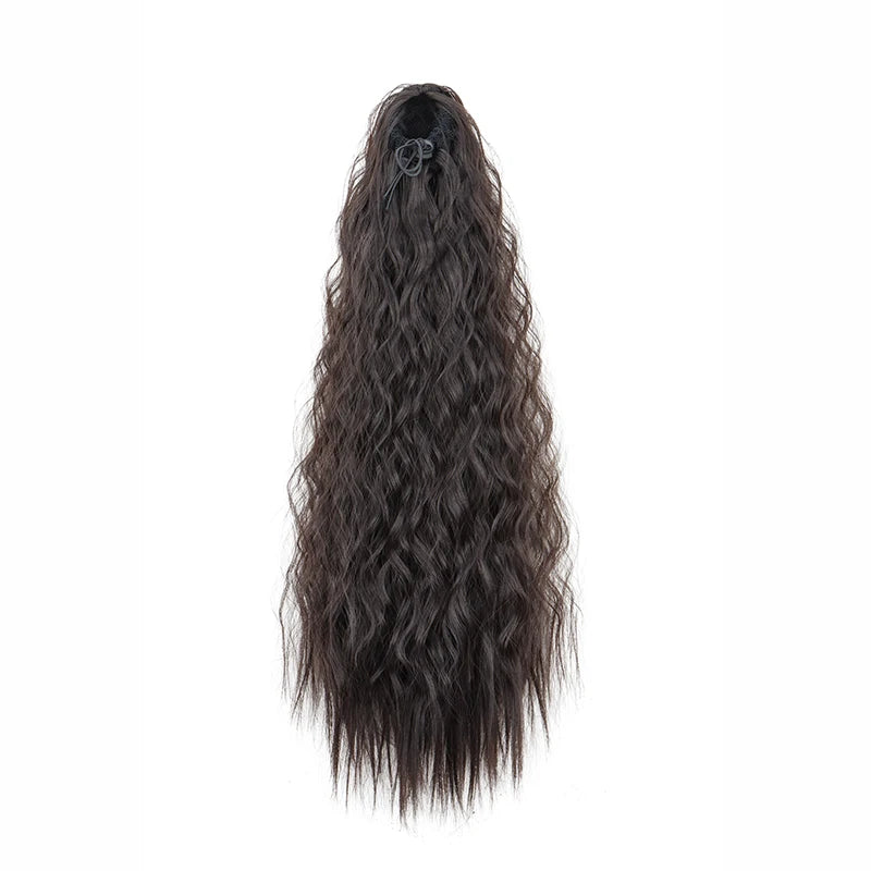 Extension de cabello para coleta, rizado, sintético de 22 pulgadas, cordón, clips envuelto en el cabello.