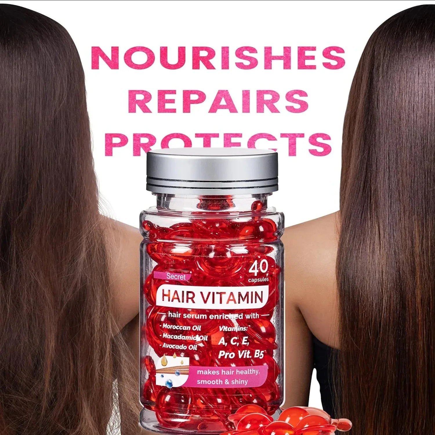 Aceite de vitamina argam, esencia para el cuidado de cabello, tratamiento para mejorar el cabello, 40 capsulas