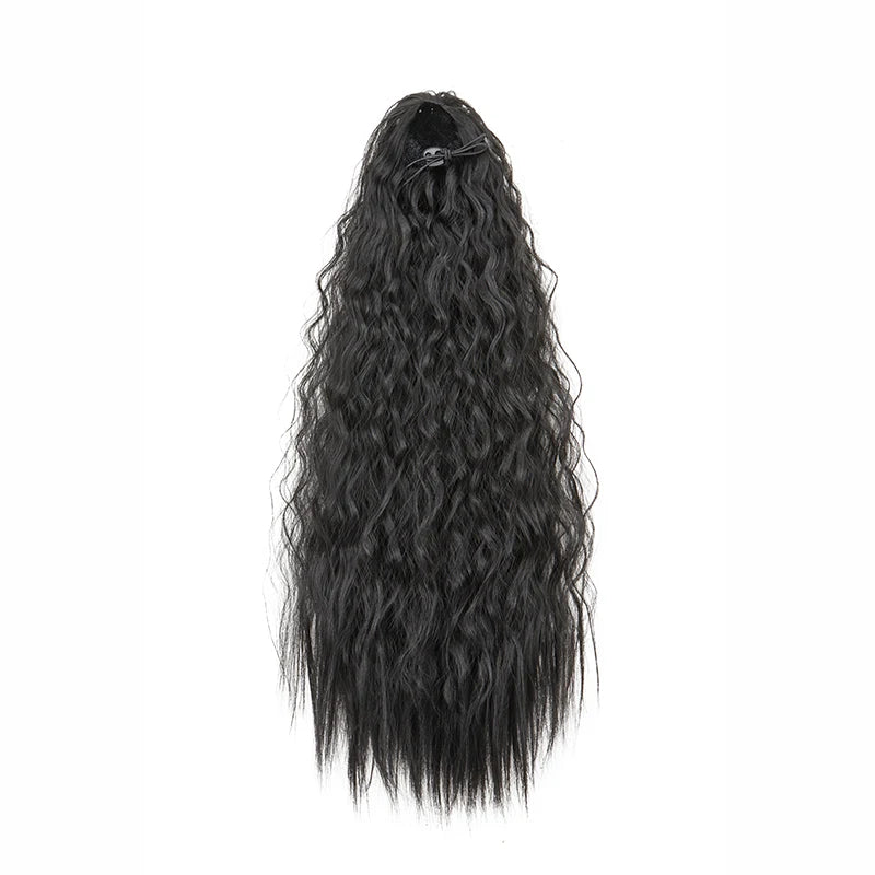 Extension de cabello para coleta, rizado, sintético de 22 pulgadas, cordón, clips envuelto en el cabello.