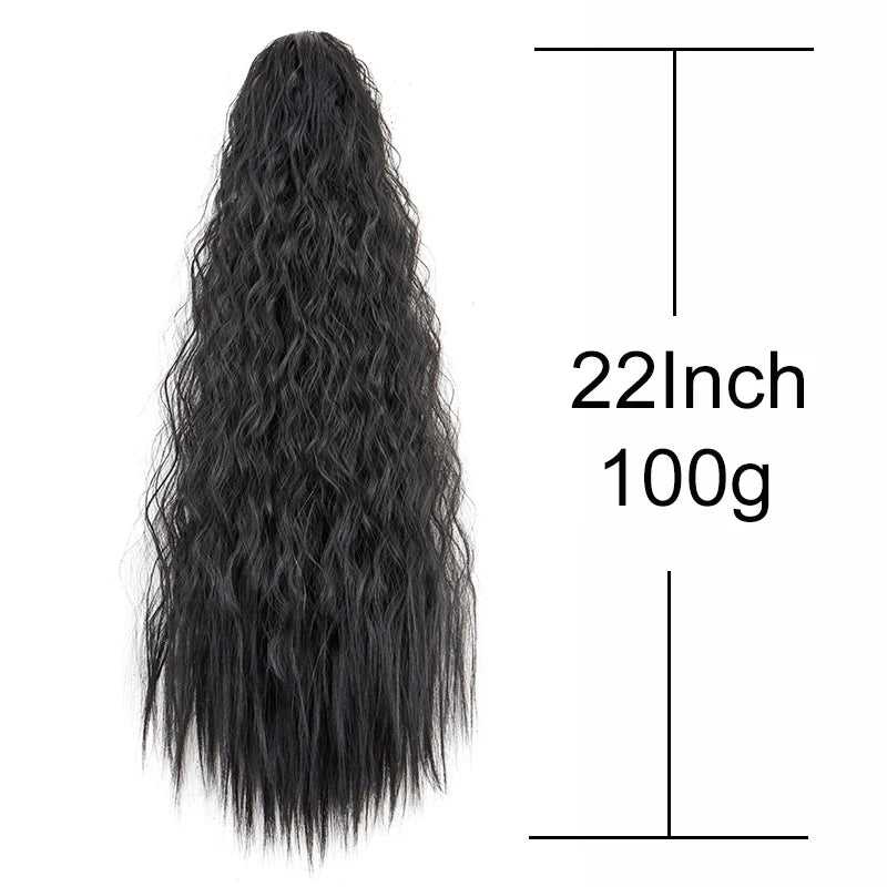 Extension de cabello para coleta, rizado, sintético de 22 pulgadas, cordón, clips envuelto en el cabello.