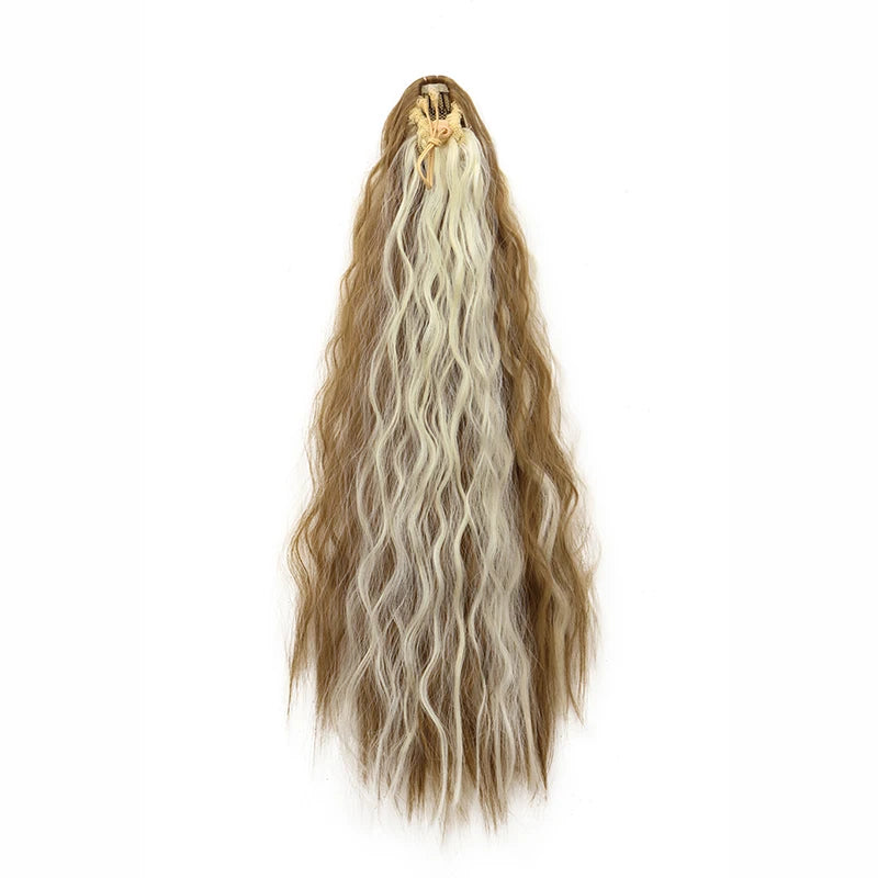 Extension de cabello para coleta, rizado, sintético de 22 pulgadas, cordón, clips envuelto en el cabello.