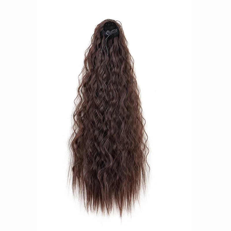 Extension de cabello para coleta, rizado, sintético de 22 pulgadas, cordón, clips envuelto en el cabello.
