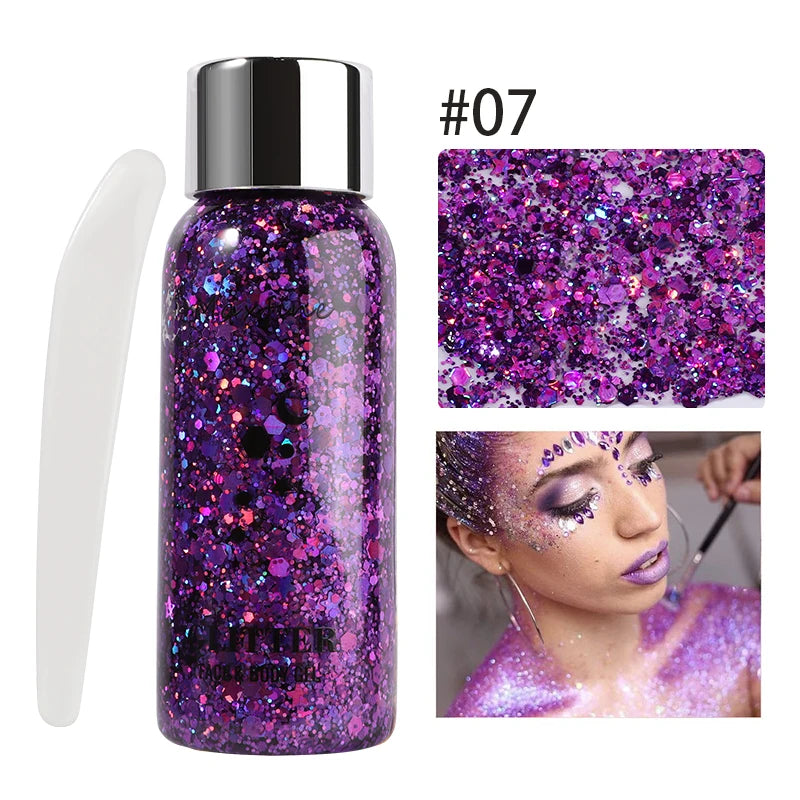Gel de brillo corporal con lentejuelas