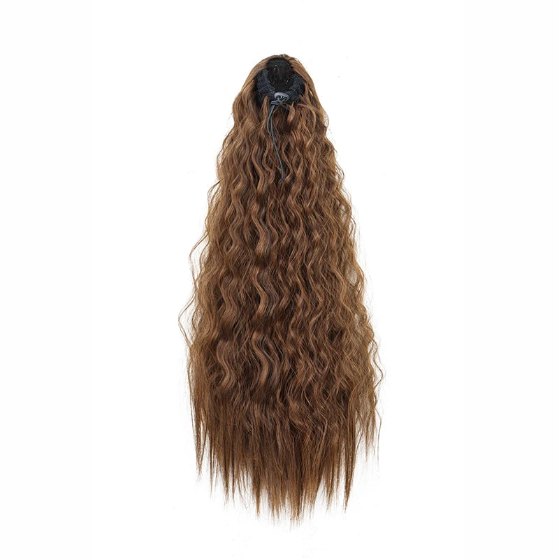 Extension de cabello para coleta, rizado, sintético de 22 pulgadas, cordón, clips envuelto en el cabello.