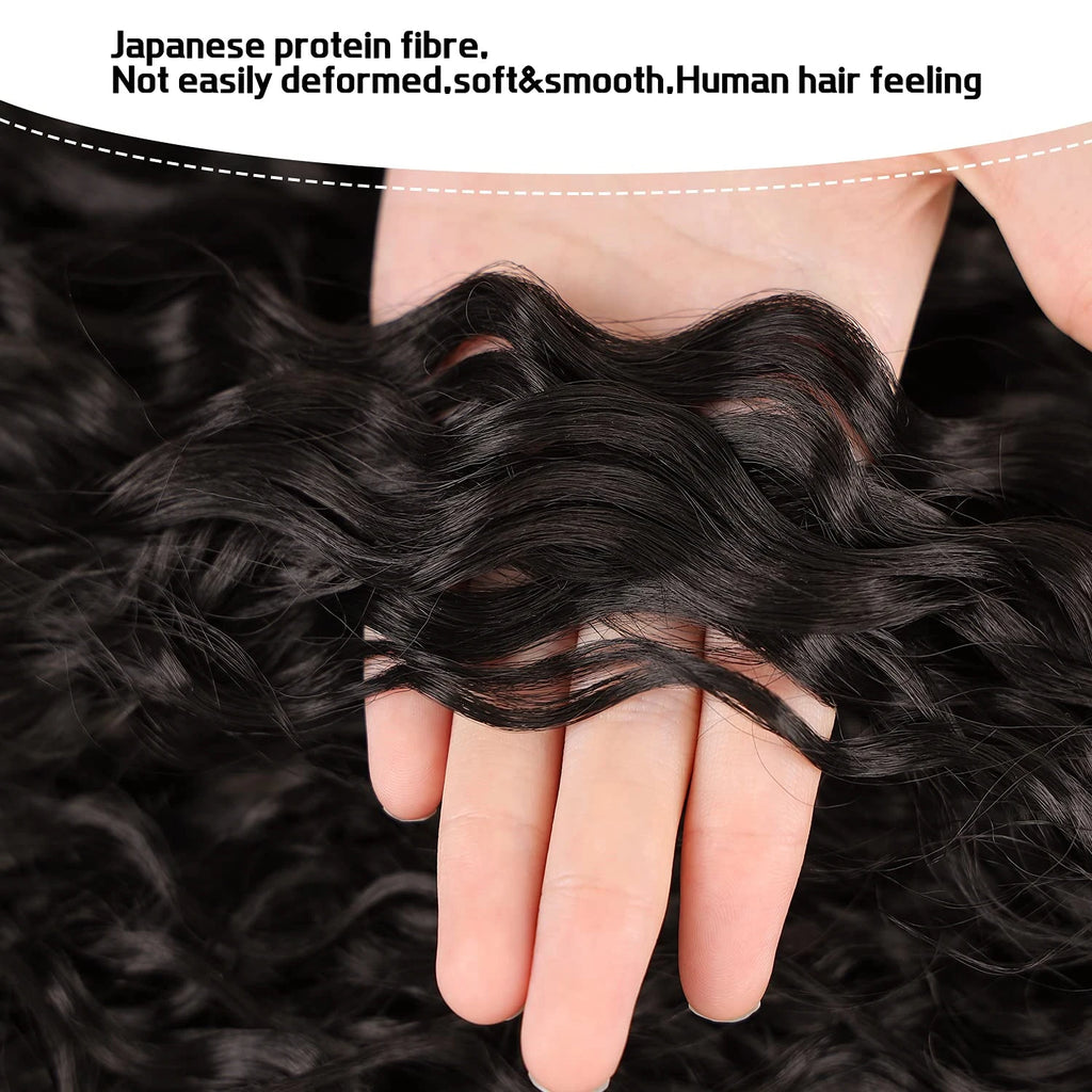 Coleta con cordón y clip, cabello humano negro natural rizado
